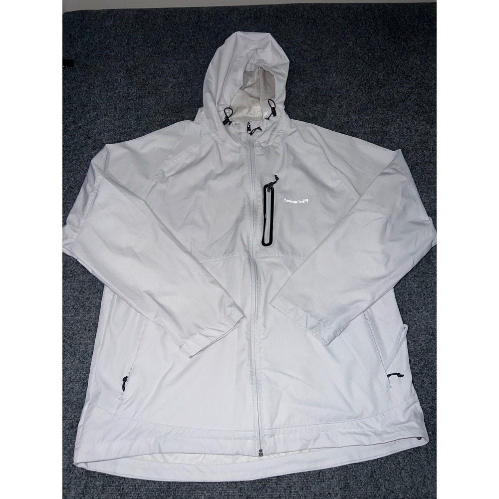 Avalanche Mens XL Light Gray Hooded Windbreaker Full Zip Outdoor Jacket